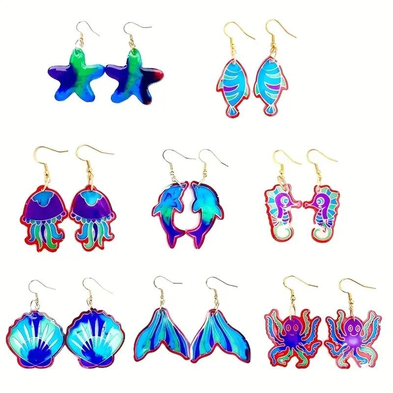 1Set Ocean Series Earring Resin Silicone Molds 20 Pairs Earring Hooks 40pcs Jump Rings In Golden And Slivery