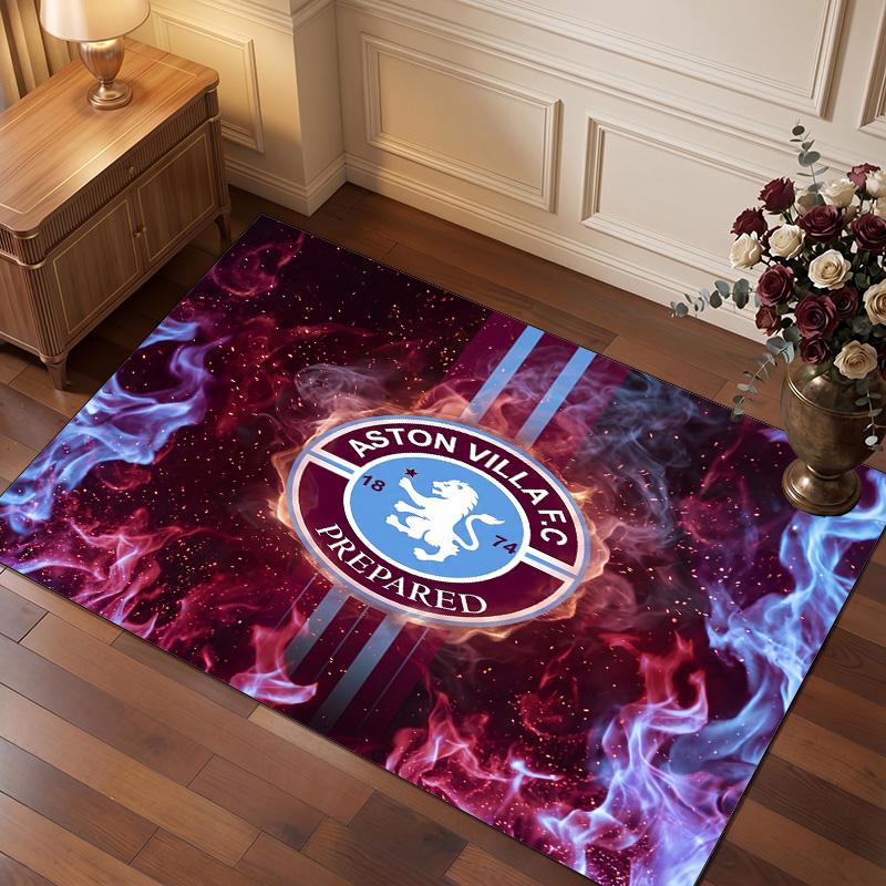 Tappeto in Velluto di Cristallo con Stampa Calcio Aston Villa, Comodo Assorbente d'Acqua Antiscivolo Tappeto per Pavimenti Interni