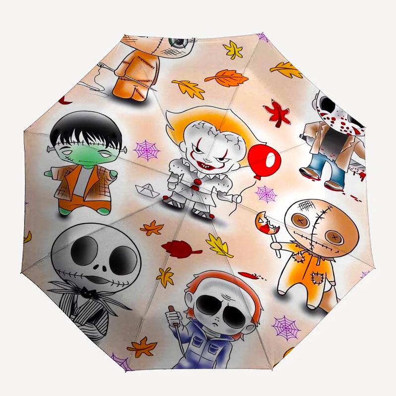 1pc Halloween Horror Characters Umbrella with Plastic Handle,Suitable for All Seasons Home Travel Outdoor UmbrellaM1350