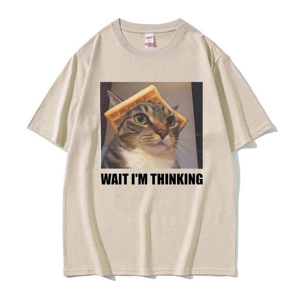 

Wait Lm Thinking Funny Cat Meme Tee Shirt Unisexs Women Clothing Fashion Humor Trend Tshirts Casual Oversized T Shirt Streetwear 4XL
