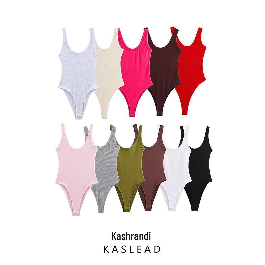 

2025 Spring Women s European & American Style Slimming Ribbed Bodysuit M