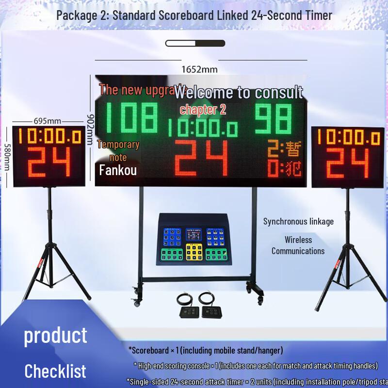 Basketball Electronic Scoreboard with 24-Second Shot Clock