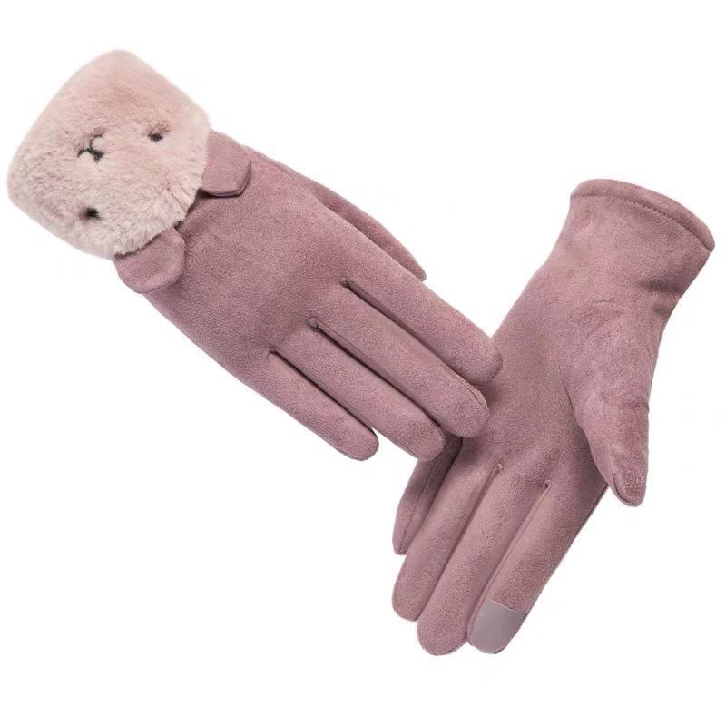 

Перчатки женские зимние милые сенсорные average size светло-фиолетовый