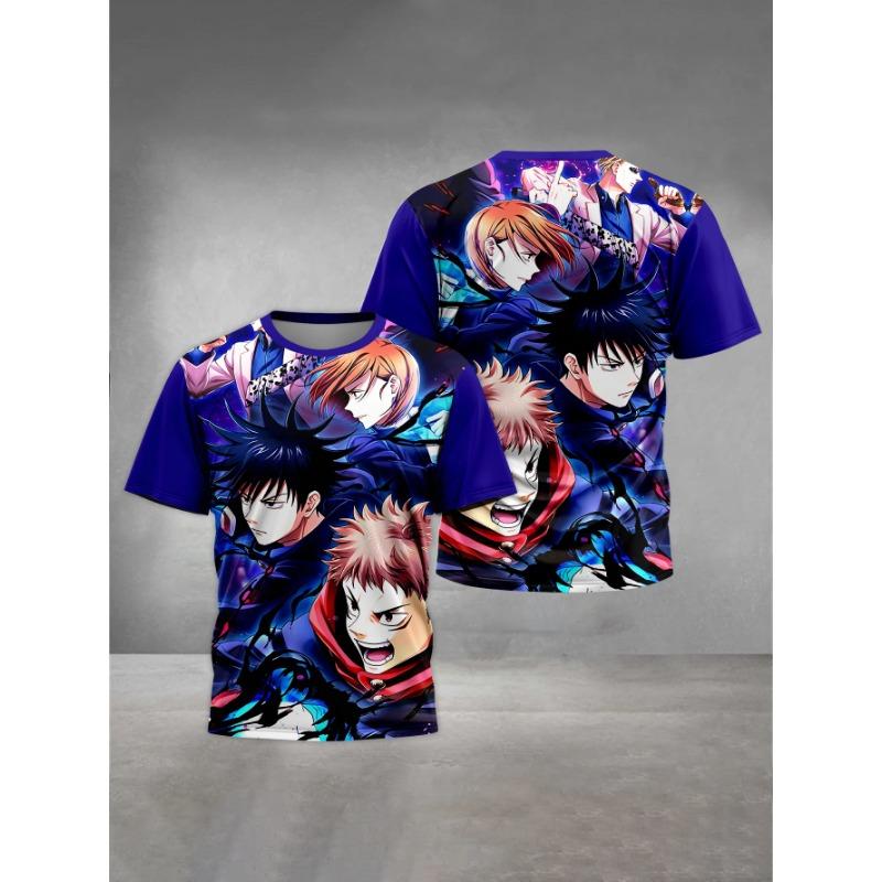 Summer Round Neck 3D Jujutsu Kaisen Satoru Gojo Printed Top Fashionable Casual Short Sleeved Children's Boy T-shirts