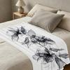 Lightweight Flannel Throw Blanket Soft Cozy, Elegant Black & White, Warm Sofa Throw for Home, Christmas & Halloween Use