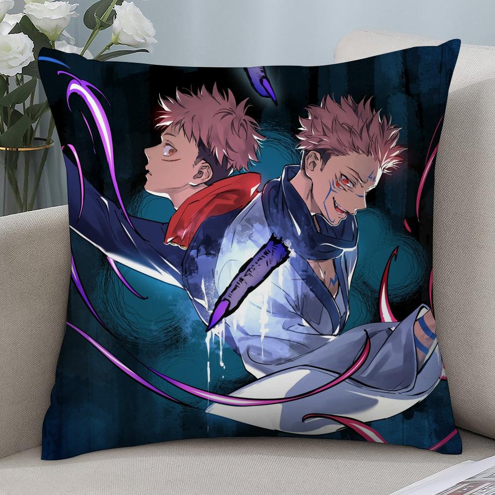 J-Jujutsu Kaisen Ryomen Sukunas Pillow Case Short Plush Pillow Covers Sofa Decor Gift Home Double-Sided Printing Cushion Cover