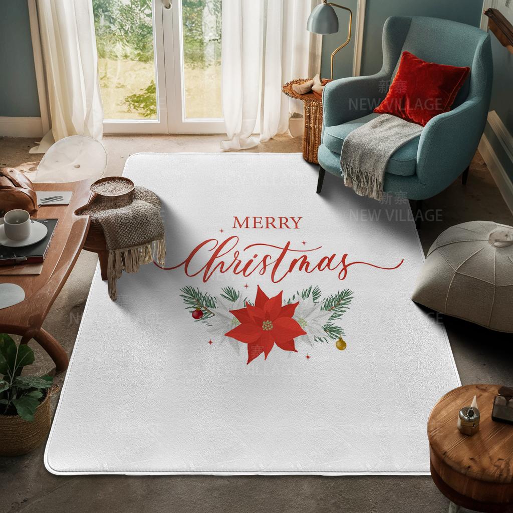 House Entrance Carpet Home Door Mat Living Room Bath Foot Bathroom Non-slip Water Absorption Rugs Bath Merry Christmas Winter