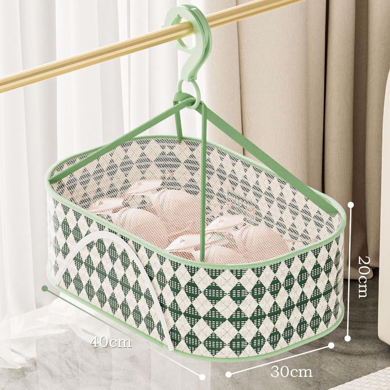 Корзина для одежды Ветрозащитная плоская сушка для одежды Сетчатая сумка Кашемировый свитер Недеформируемый свитер Нижнее белье Носки Бытовые многофункциональные M зелёный