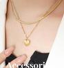 Double Layer Heart Pendant Titanium Necklace - Hip Hop Style, Non-fading Fashion Clavicle Chain for Women