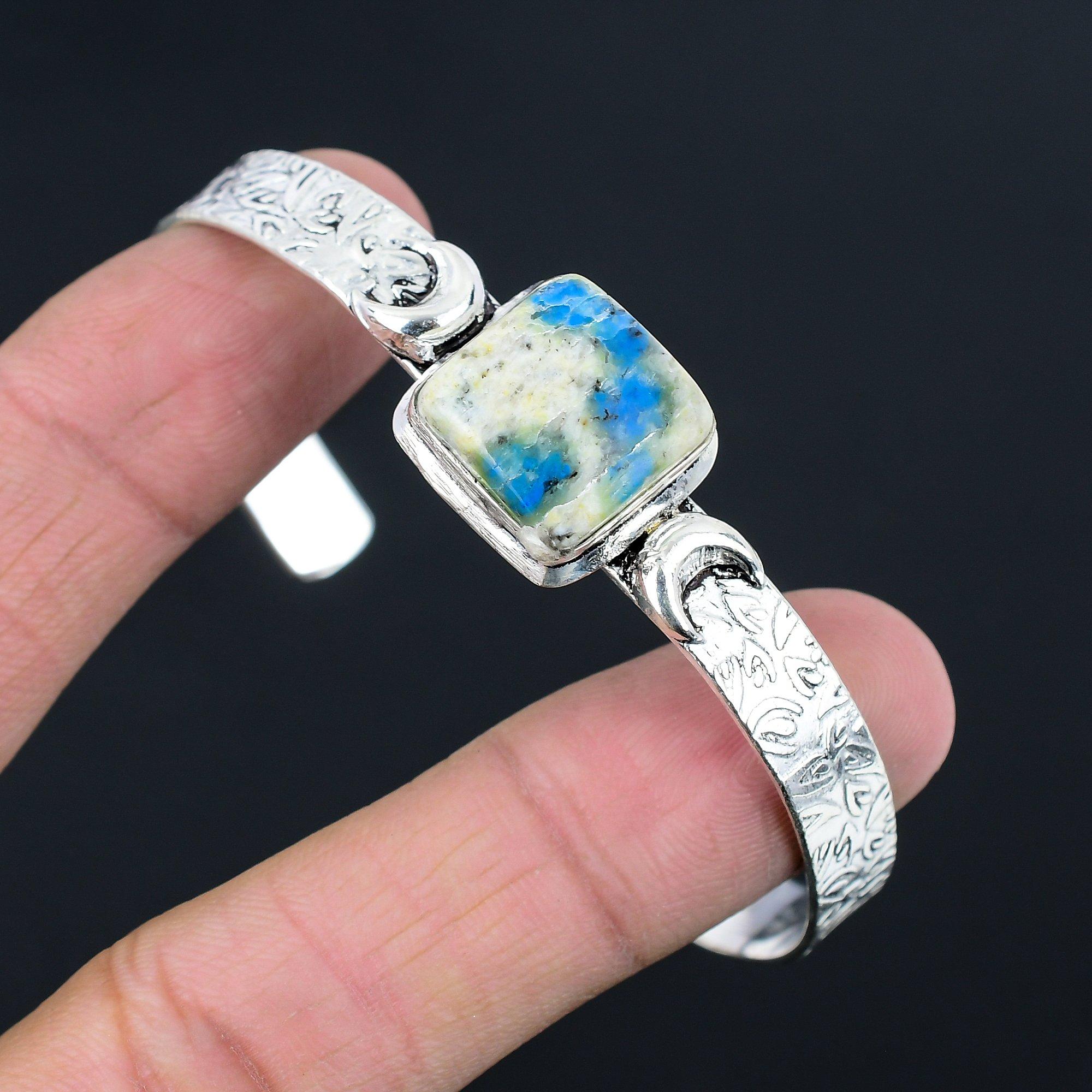 

Sisters Day Sale 925 Sterling Silver Natural K2 Jasper Wife Crescent Moon Bangle Adjustable