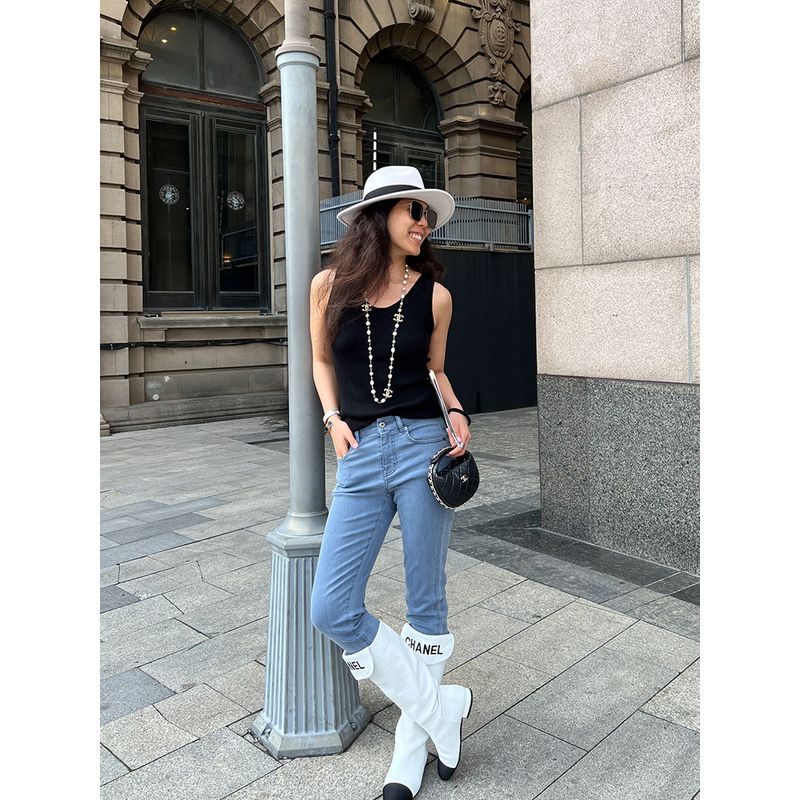 Blacknini Yin Huafu/Exquisite Wool Tencel Blended Two-Color Knitting Sleeveless Vest Bottoming Shirt