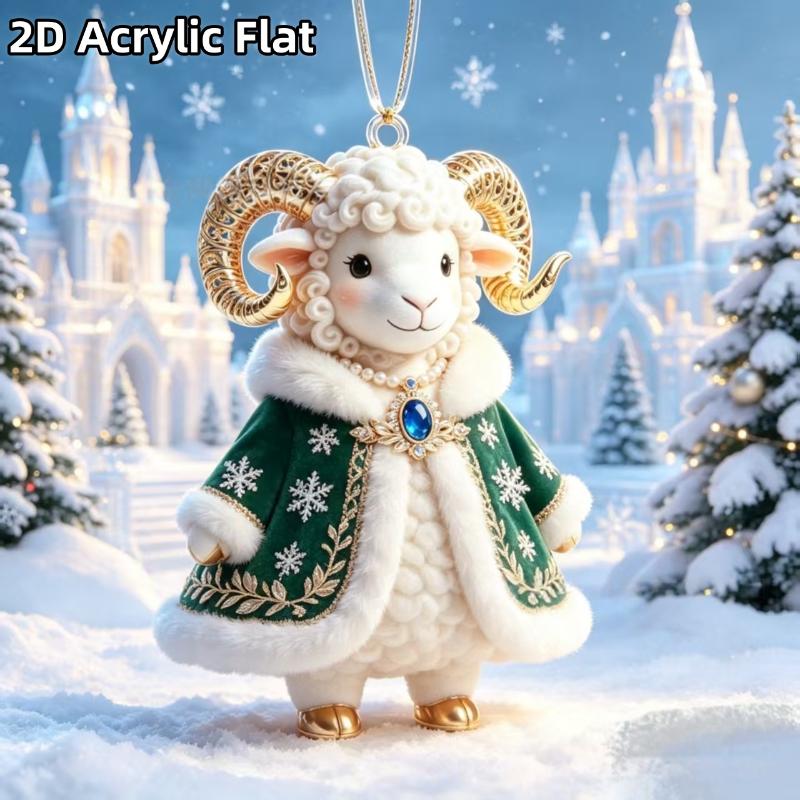Shining Goat Hanging Ornament 2D Flat Embossed Pattern Goat Bag Charm For Festive Occasions Gifts