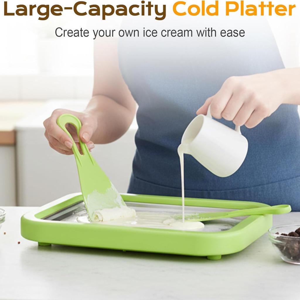Rolled Ice Cream Maker Kit, 2026 New At-Home Rolled Ice Cream Maker Kit Instant Freeze Plate with 2 Scrapers Stainless Steel Frozen Dessert Maker