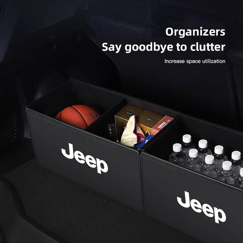 Car Trunk Leather Storage Box Auto Interior Organizer Accessories For Jeep Grand Cherokee Wrangler JK Gladiator Compass Renegade