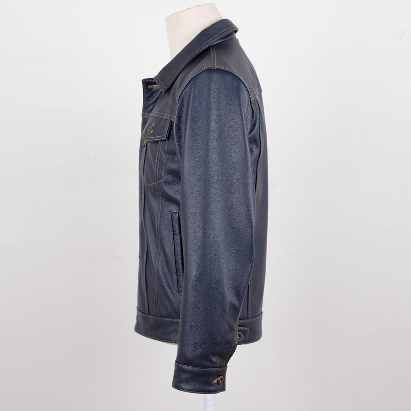 Chinese Size Classic 507 Men Leather Jacket Genuine Cowhide Slim Short Spring Autumn