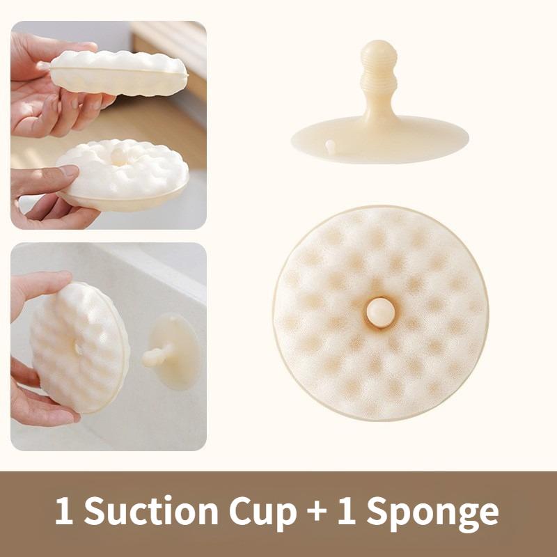 2Set Double-Sided Sponge Clean Brush With Suction Cup Household 3D Honeycomb Dishwashing Brush Kitchen Scouring Pad Clean Tool