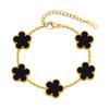 18K Gold Plated Floral Bracelets,Stainless Steel Charm Bracelet Non-Tarnish,Adjustable lucky Chain Set Trendy Gift