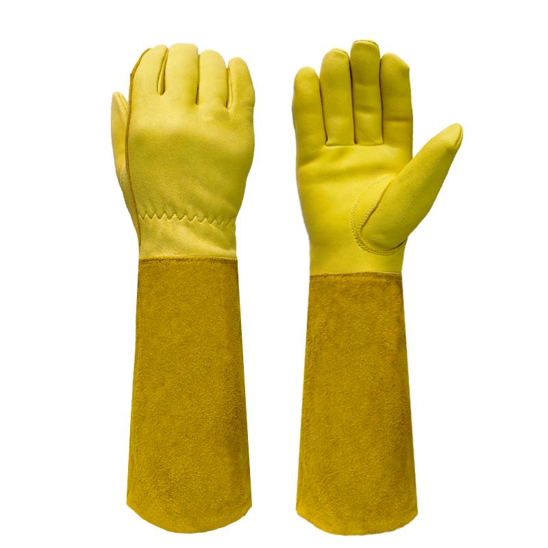 Dlouhotrvající zahradnické rukavice z hovězí a ovčí kůže odolné proti propíchnutí