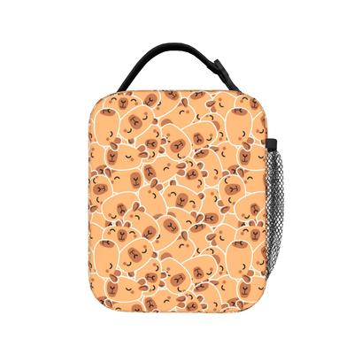 Cute Capybara Animal Doodle Print Lunch Bag  Funny Lunch Box School Portable Tote Food Bags For Child Oxford Print Cooler Bag