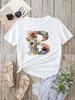 Custom Name Letter Combination Fashion Women T-shirt Floral Letter Font A B C D E F G Short Sleeve Tops White T-shirt
