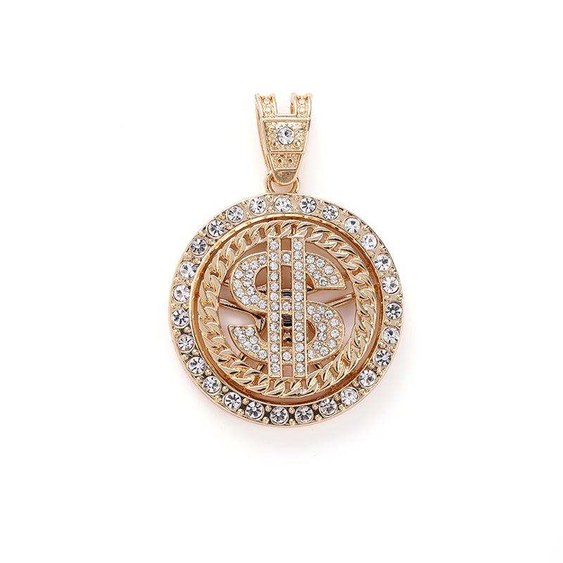 Hip Hop Spinning Dollar Pendant Jewelry Street Rap Rock Style Knife Necklace Jewelry