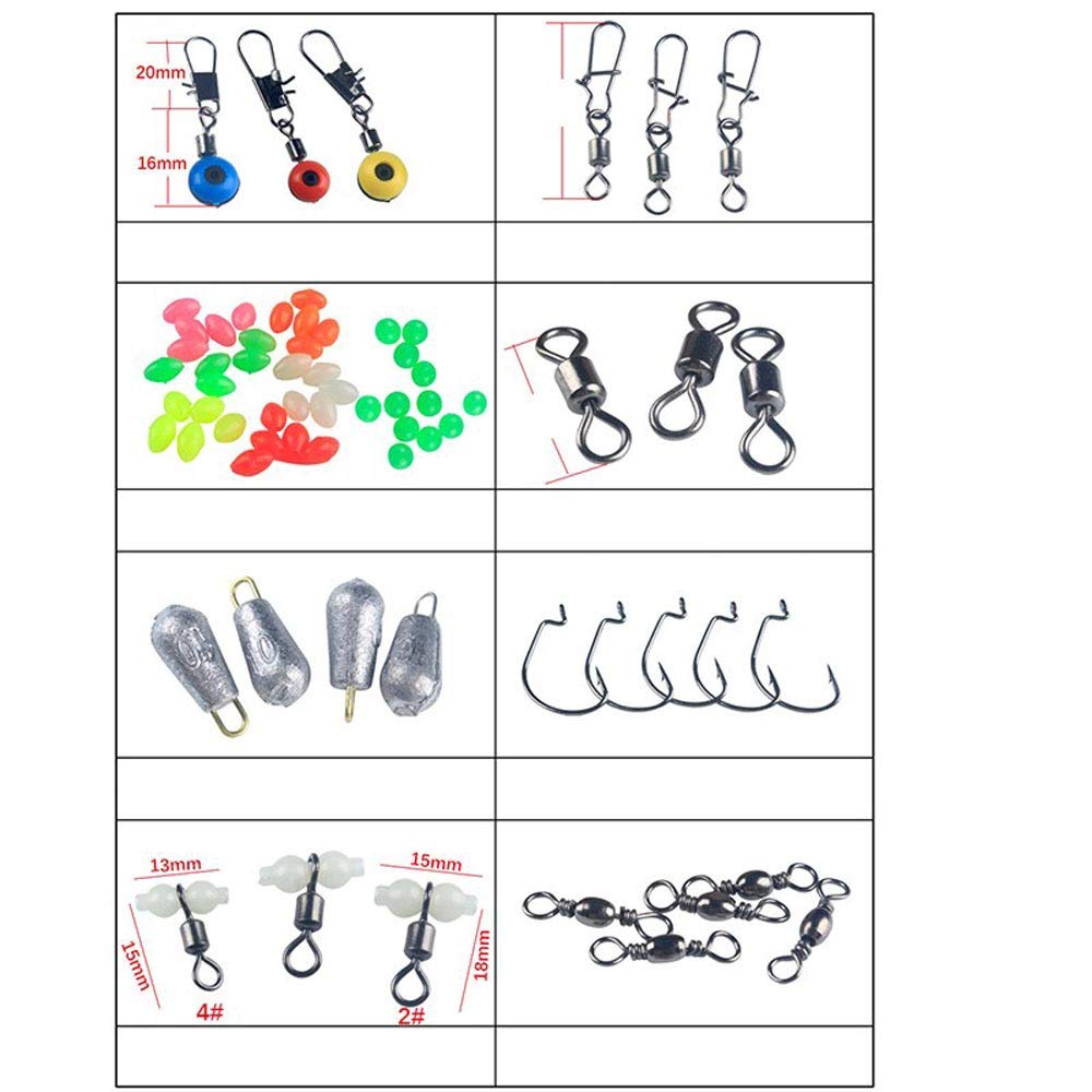 zmart Fishing Hooks and Accessories Includes Jig Sinker Fishing and Swivels for Bass Soft Worm Offset Split Snap Barbless Treble Hook Assist and