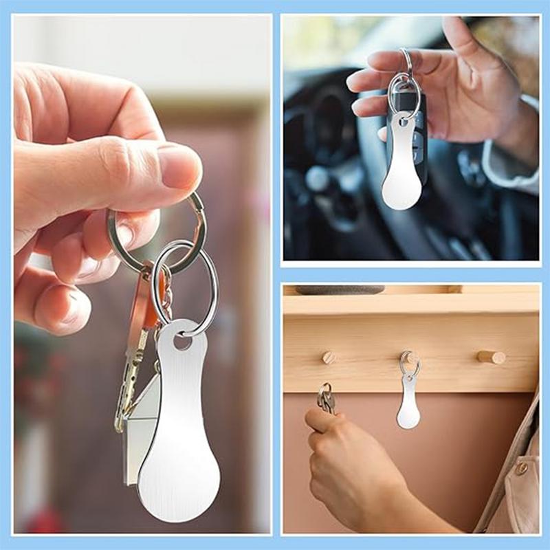 Bottle Opener Anti-Lost Key Ring Shopping Cart Keys Stainless Steel Shopping Trolley Keys D Ual Use For Daily Use Keychain