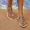 2024 New Fashion Summer Women's Sandals Bow Decorated Rhinestone Lace Up Open Toe Versatile Women's Shoes Zapatos De Mujer