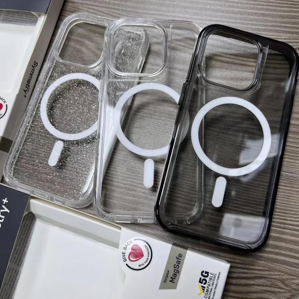 Transparentes Glitzer Symmetry+ für Magsafe Hülle Für IPhone 17 Pro Max Air 16 15 14 13 12 Klar Original Ott BOX Sturzsichere Hülle