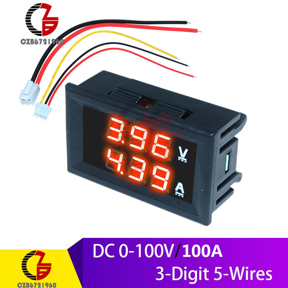 Mini DC Digital Voltmeter Ammeter 100V 10A 50A 100A Voltage Current Meter Solar Battery Car Volt Amp Tester Monitor Detector