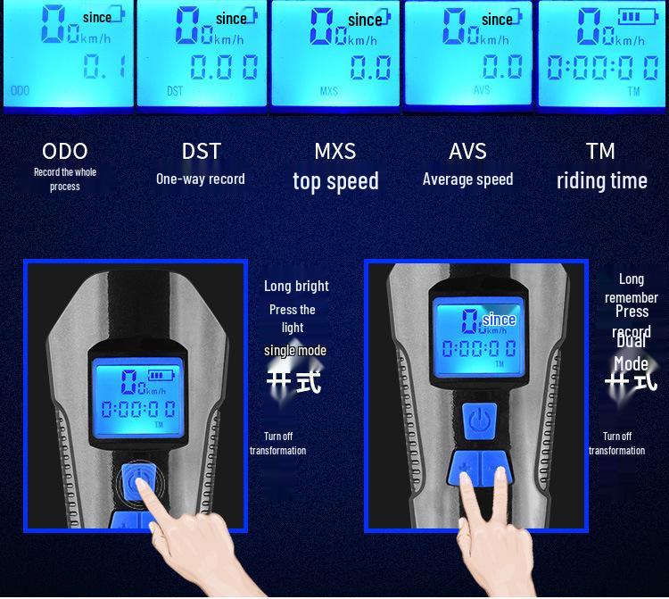USB-ladbarer intelligenter Mountainbike-Computer mit Licht