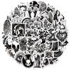 50pcs Gothic Skull Stickers: Black & White, Waterproof, Cool Horror Fashion