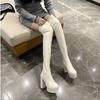 Fashion New Sexy Over The Knee Boots Round Toe 14cm Chunky High Heel Women's Shoes Long Boots Black Platform Round Toe Thigh High Botas