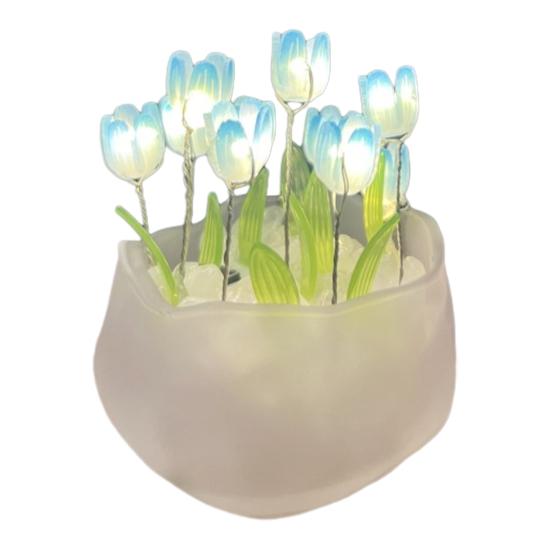Tulip Night Light Material Pack Handmade Desk Lamp Kit with Warm Light Flower Petal Light String Decoration Romantic Atmosphere Light for Bedroom Car