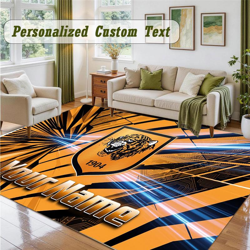 Crystal Velvet Square Rug Custom NameHull FC Pattern Non Slip Home Floor Decor Rug