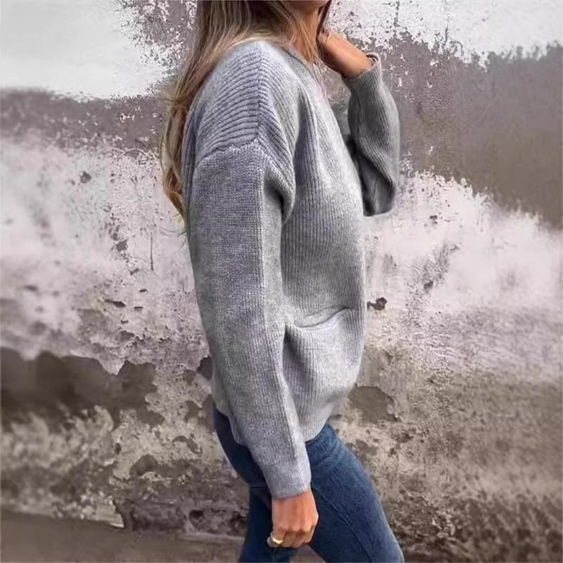 Elegant Fashion Cardigan Women Zipper Jacket Knitted Sweater Plus Size  Autumn Winter Casual Loose Pocket Coats Women Long Sleeve Solid Color Clothing