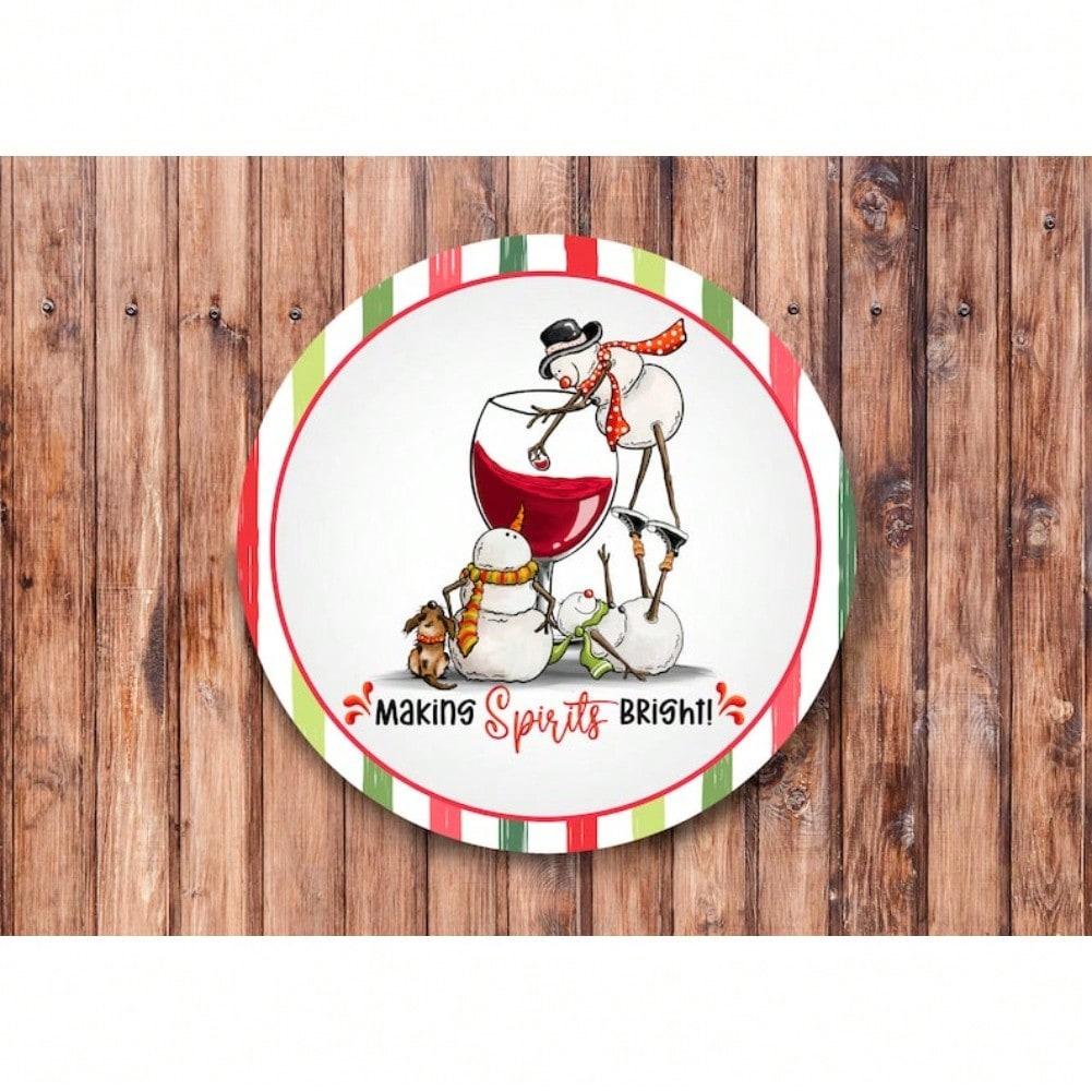 Snowmen Wreath Metal Sign & Home Room Decor for Halloween, Bathroom, Bedroom, Kitchen, Living Room Wall Decoration