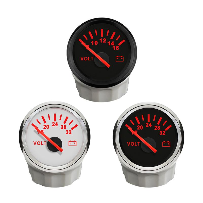 New 52mm Waterproof Voltmeter Universal Volt Gauge Meter 8-16V 16-32V with Red Backlight For Boat Automobile Yacht