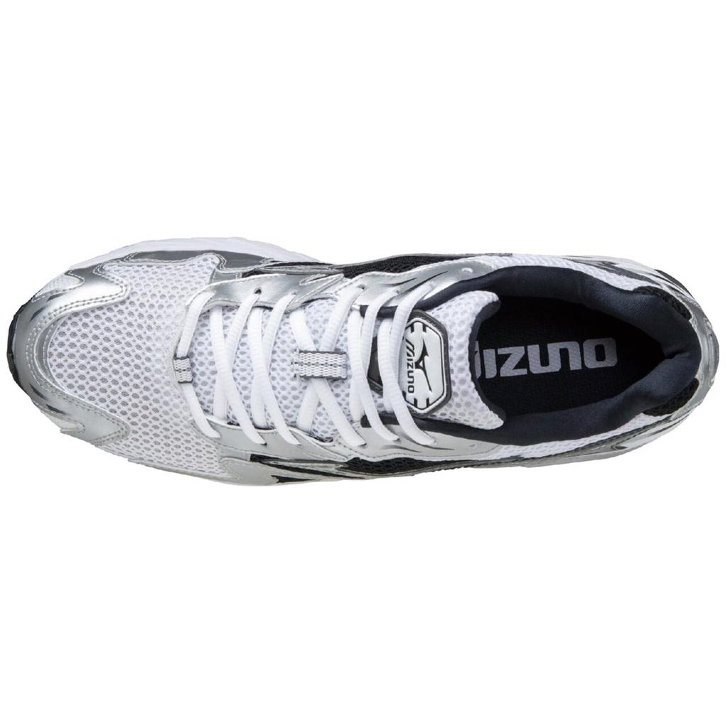 Mizuno Wave Rider 10 Sneakers, White/Black/Silver, Size 26.0 Cm, 2E