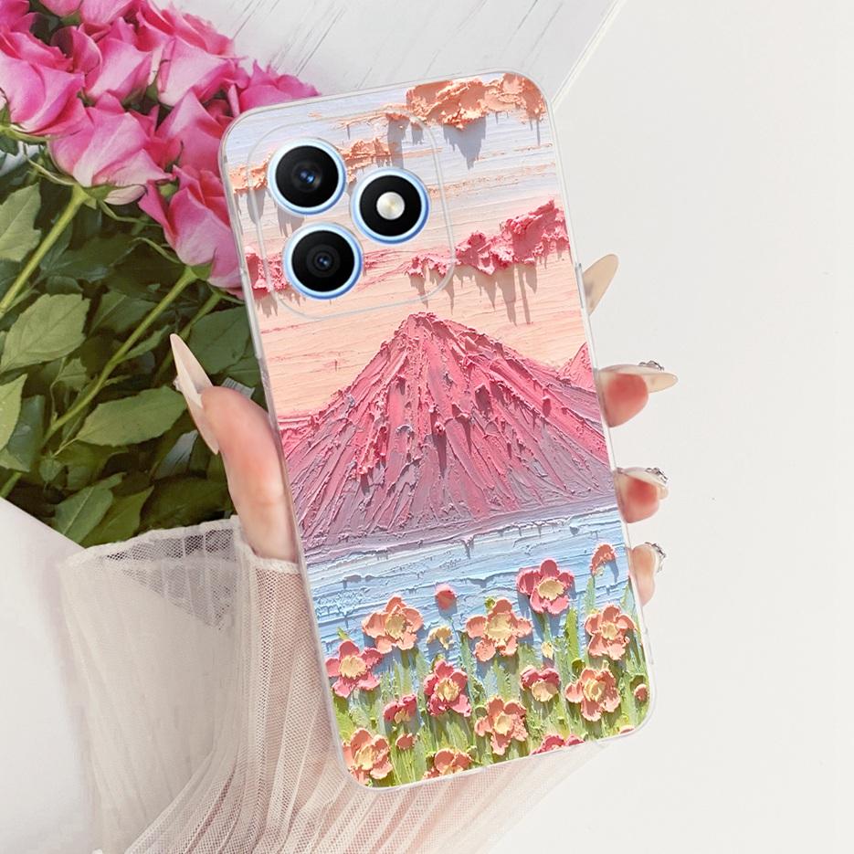 For Honor X8d 4G Case Cute Cat Luxury Flowers Painted Cover Soft Slim Phone Case For Honor X8d X 8d HonorX8d 4G Back Cover Coque