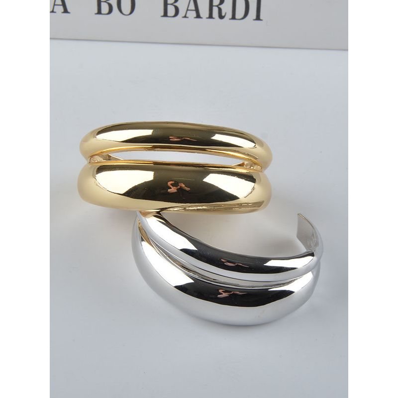 Fashion Glossy and Simple Fashionable Open-Ended Bracelet Double-Layer Design Wide Metal Texture Glossy Bracelet 2024 New Arrival