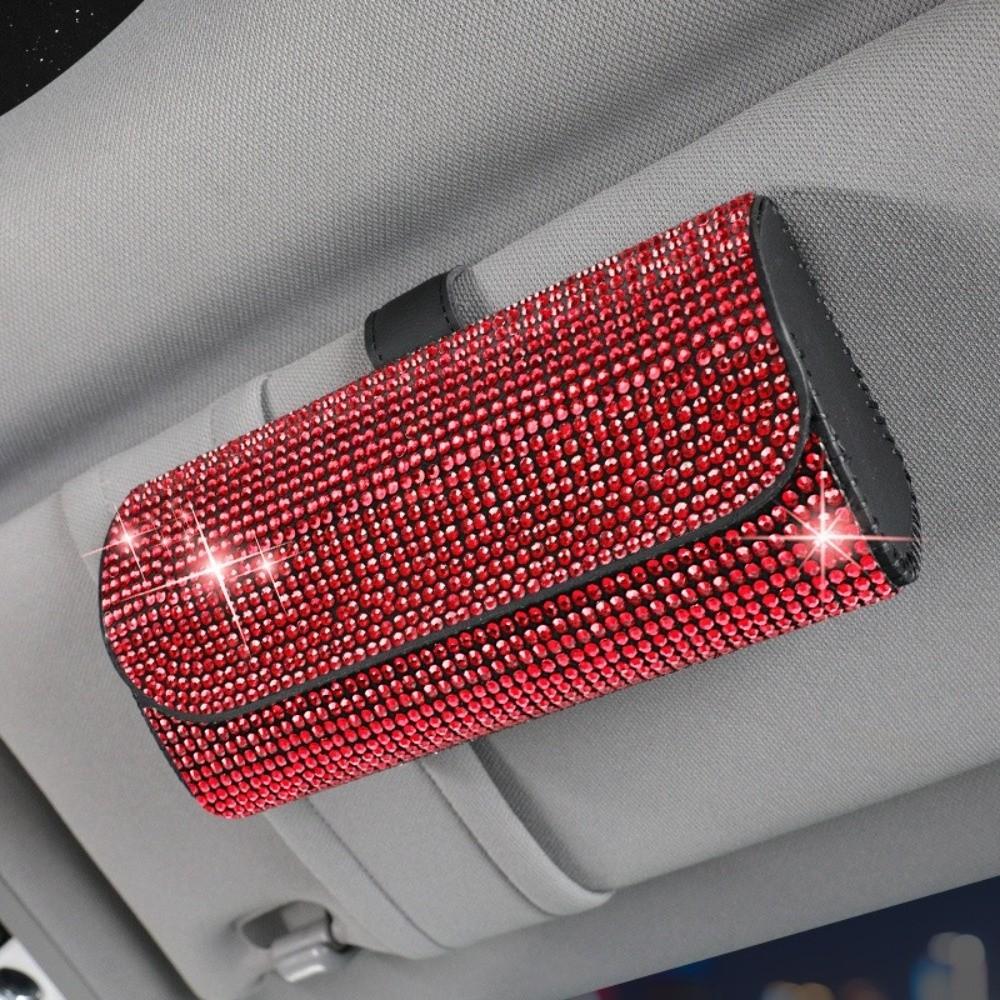 Portable Bling Car Glasses Case Anti-pressure Hard Shell Sunglasses Case Rhinestone Eye Glasses Case Car Assessoires