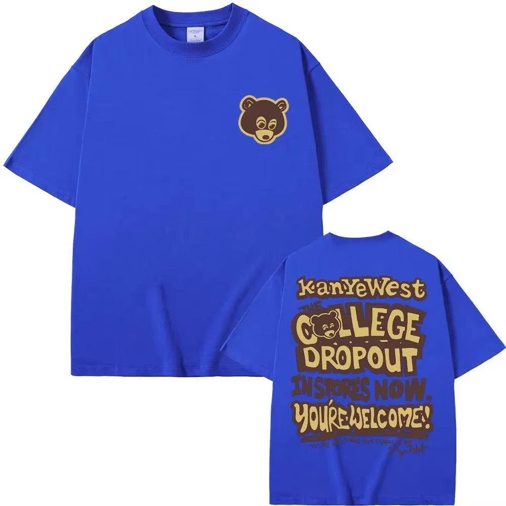 The Most Famous Kanye West College Dropout Pattern Printed Tshirt 2026 for Unisex and Women Hiphop Rap Retro Tshirt Casual Top