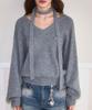 ROSEFRANTZ Tie & Vneck Knit [Gray]