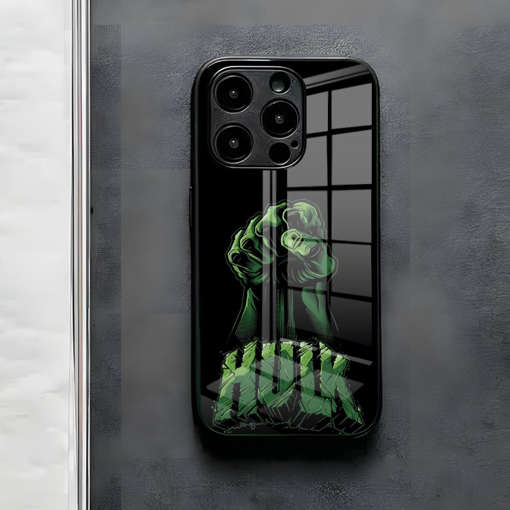 Superhero H-Hulk Phone Case For IPhone 17 Air 16 E Pro Max 15 14 13 Mini 12 Pro 11 Max Plus Black Glass Cover