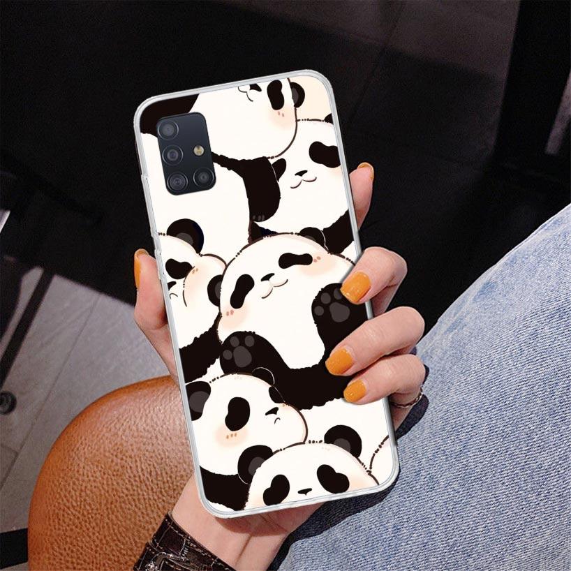 Cartoon Cute Panda Bear Phone Case For Samsung Galaxy A52 A32 A22 A12 A51 A31 A50S A30S A20S A10S Note 20 Ultra 10 Plus S10 A72