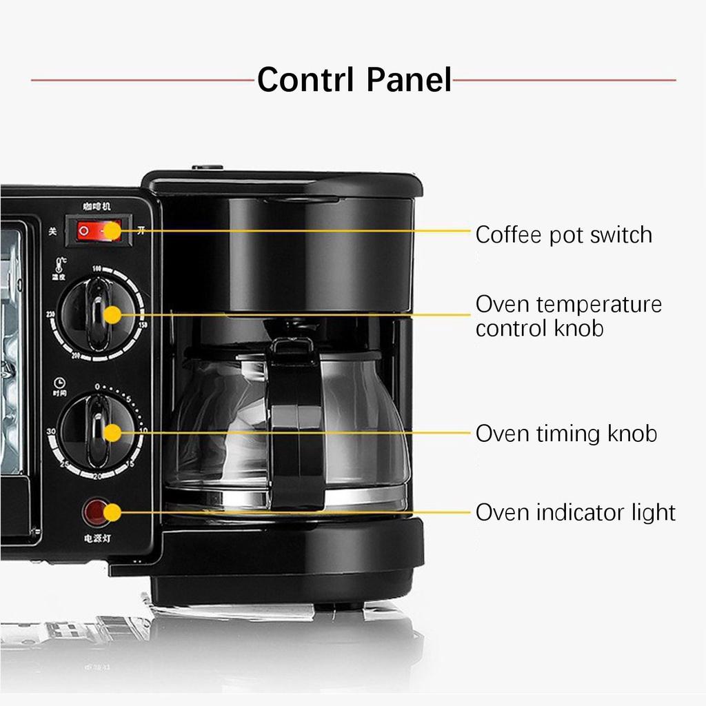 110W 9L 3 In 1 Breakfast Maker Machine Electric Pizza Bread Toaster Mini Oven Frying Pan Kitchen Cooking Tool