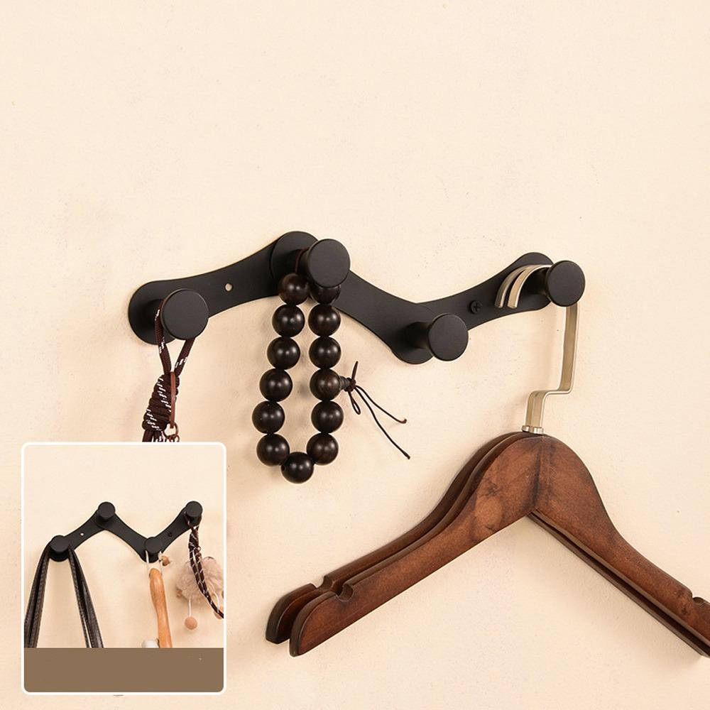 Wall Mounted Deformable Clothes Hook Adjustable Coat Storage Hook Door Back Hanger  Bathroom 4 Hooks