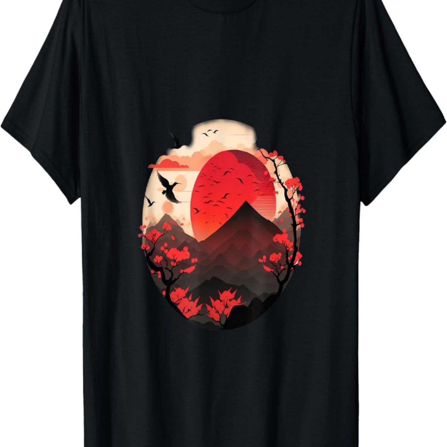 Nature-Inspired  with Scenic Cherry Blossom T-Shirt S чёрный