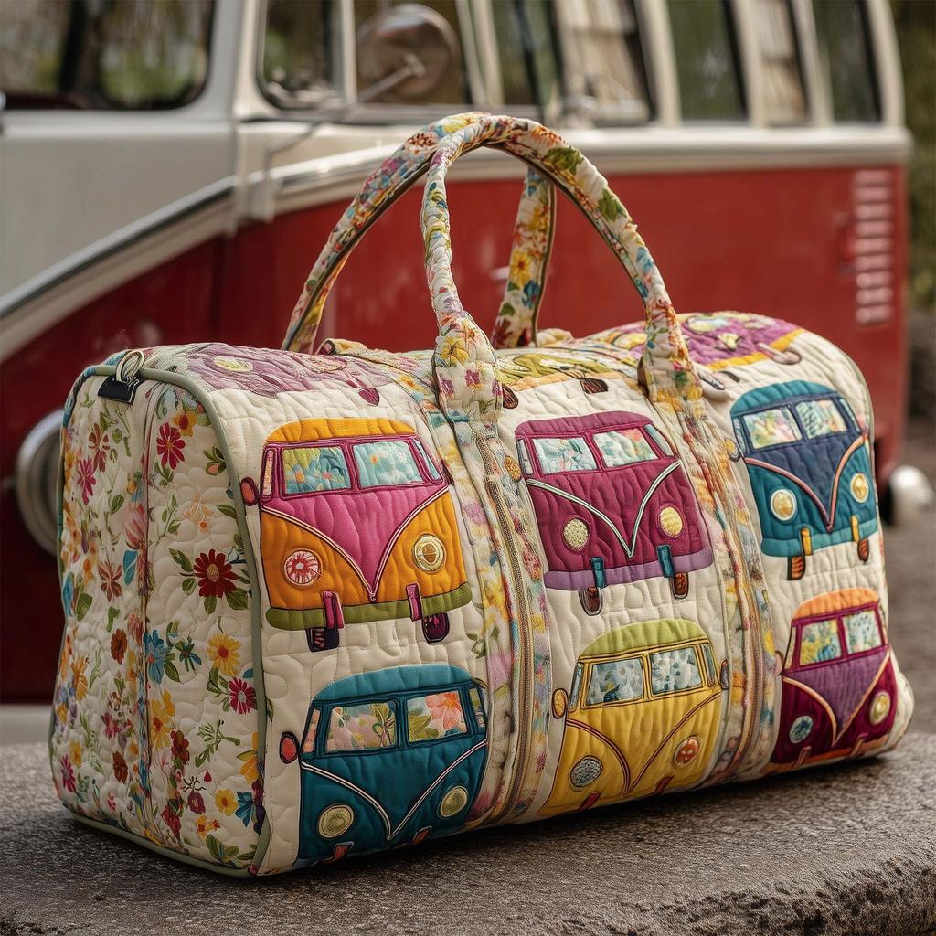 3D Quilted Travel Duffel Bag with Car Design Lightweight Portable Handheld Luggage Bag for Weekend Trips and Gym Use 16x8x8 Inches